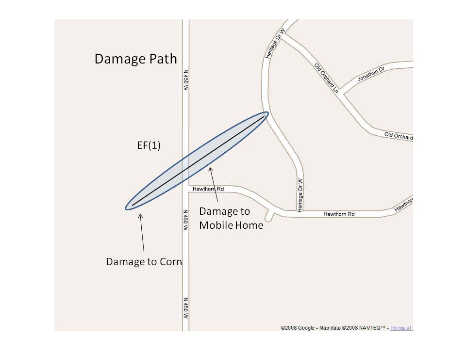 Damage path map.