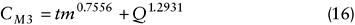 lowercase c subscript {lowercase m 1} equals lowercase t m superscript {0.7556} plus uppercase q superscript {1.2931}