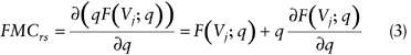 uppercase f m c subscript {lowercase r s} equals derivative with respect to lowercase q (lowercase q times function (uppercase v subscript {lowercase j}; lowercase q)) equals function (uppercase v subscript {lowercase j}; lowercase q) plus (lowercase q times derivative function (uppercase v subscript {lowercase j}; lowercase q) with respect to lowercase q)
