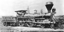 Photo image of a circa 1800s Union Pacific Railroad engine.