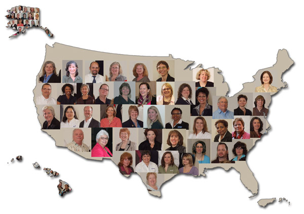 PEPNet staff pictures on national map.