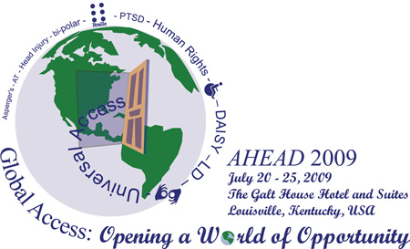AHEAD 2009 Conference logo, July 20-25, the Galt House Hotel and Suites, Louisville, KY.