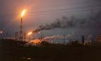 Picture of refinery flaring at night