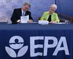 EPA Regional Administrator Richard E. Greene and UTEP President Diana Natalicio signed the memorandum on Aug. 8, 2007.