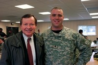 Earl visits with North Dakota National Guard members while at Fort Dix, NJ.