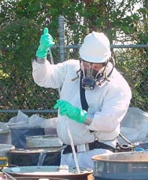 EPA testing hazardous materials to transport to a facility for disposal or recycling.