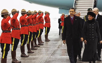 Image of President Obama with Royal Canadian Mounted Police - White House Photo