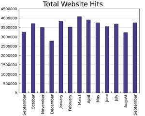 bar chart displaying BECP Website hits per month