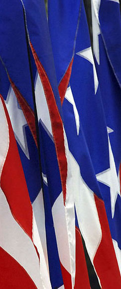 Photo of a collection of the United States of America flags.