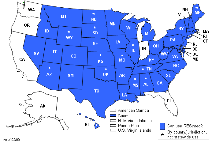 States that can use REScheck for Compliance