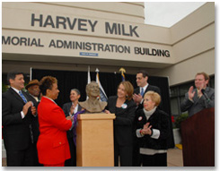 Unveiling a bust of Harvey Milk