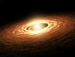 A young sun-like star encircled by its planet-forming disk of gas and dust