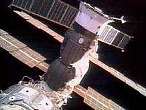 Soyuz docked on the ISS.