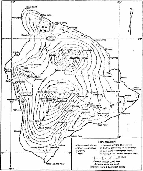 old-fashioned-looking map of the Big Island of Hawai'i