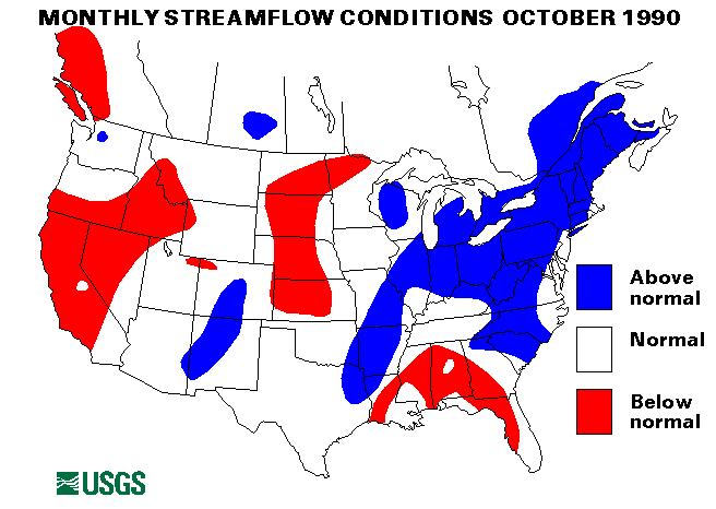 National Water Conditions Surface Water Conditions Map - October 1990