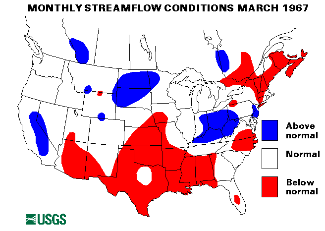 National Water Conditions Surface Water Conditions Map - March 1967