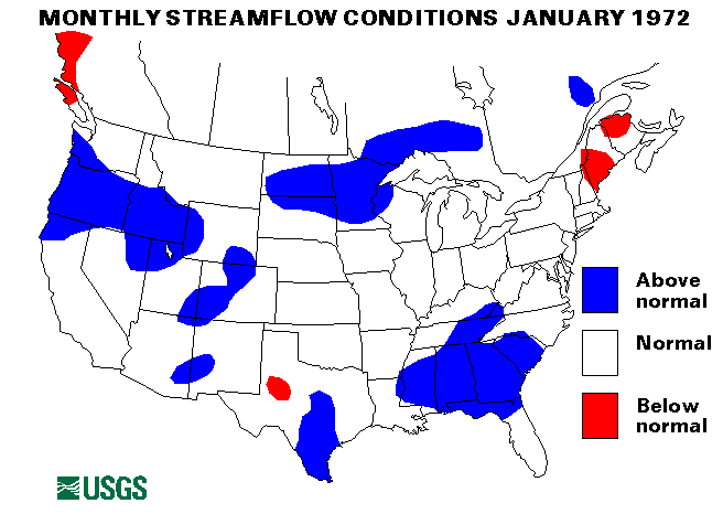 National Water Conditions Surface Water Conditions Map - January 1972