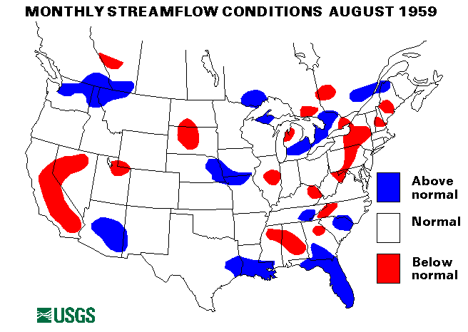 National Water Conditions Surface Water Conditions Map - August 1959