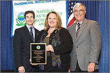 (left to right): Ben Grumbles, former Assistant Administrator for EPA's Office of Water; Jeanette Klamm, Utilities Programs Manager, Utilities Department, City of Lawrence, Kan.; and Art Spratlin, Director of the Water, Wetlands and Pesticides Division, EPA Region 7.
