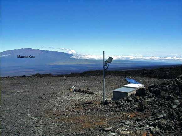 photo of instruments in foreground and mountain in background