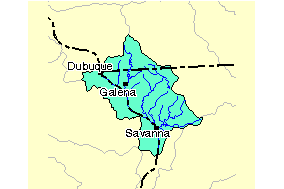 closeup map of watershed area