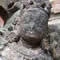Photo of one of the stone sculptures of the Tusha Hiti in Nepal that is showing signs of decay caused by environmental factors 