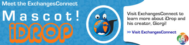 Meet the ExchangesConnect mascot, iDrop!  Visit ExchangesConnet to learn more about iDrop and his creator, Giorgi!