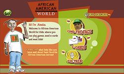 Screenshot of African American World for Kids' website.