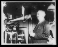 President Harding with Phonograph