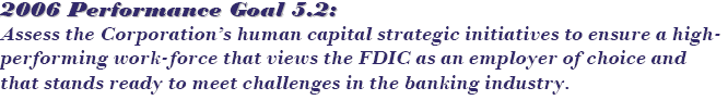2006 Performance Goal 5.2: Assess the Corporation’s human capital strategic initiatives to ensure a high-performing work-force that views the FDIC as an employer of choice and that stands ready to meet challenges in the banking industry