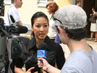 Photo of Michelle Kwan giving an interview to Channel RTR Sport on June 19, 2007