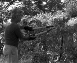 Senator Lugar tends trees on his Marion County, Indiana farm.