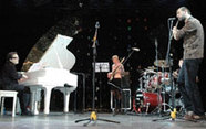 Photo of jazz musicians performing on stage in Belarus