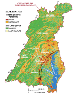 Map of potential watershed urban growth