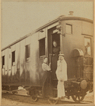 Eleanor Pray, Sarah Smith, and Mr. Hunt on a Trans-Siberian railroad car