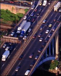 Photo: Cars on busy city freeway