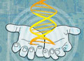 Conference Logo: Hands holding a DNA helix