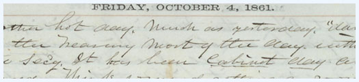 Taft's diary page for October 5, 1851.