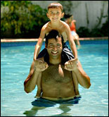 Photo: Father and son in the pool