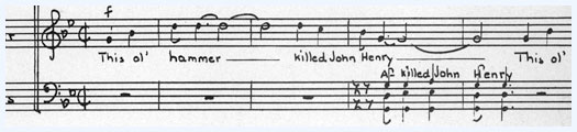 Music transcription from "This Ol' Hammer" by John Work