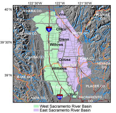 Map of the Central Sacramento Valley Study Unit.