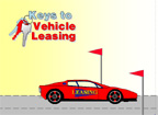 Image of a racing car at finish line and Keys to Vehicle Leasing logo