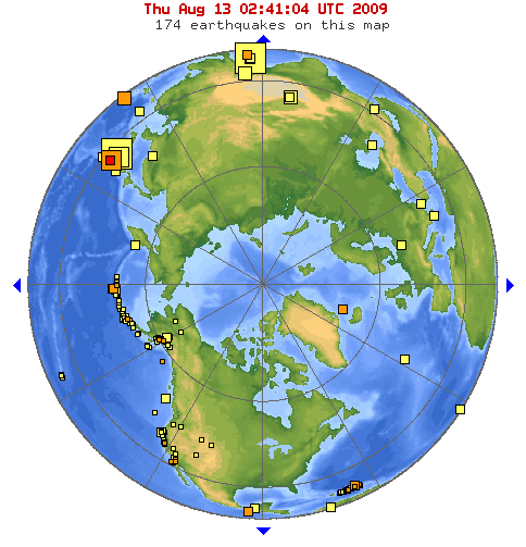 Map of World-Wide Recent Earthquakes