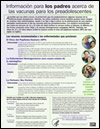 Información para los padres acerca de las vacunas para los preadolescents (flyer image).