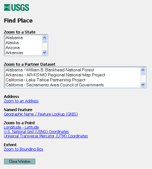 The National Map Viewer Find Place Popup Tool