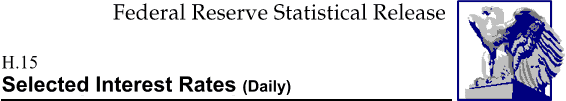 Federal Reserve Statistical Release, H.15, Selected Interest Rates (Daily); title with eagle logo links to Statistical Release home page