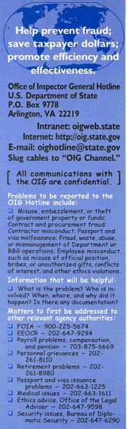 oig hotline information available in html format at oig.state.gov/hotline/