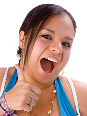 Image of a girls giving a thumb up