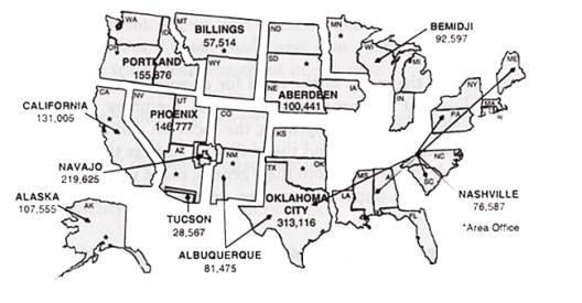 Figure 3: Indian Health Service Area Offices, FY 2000.