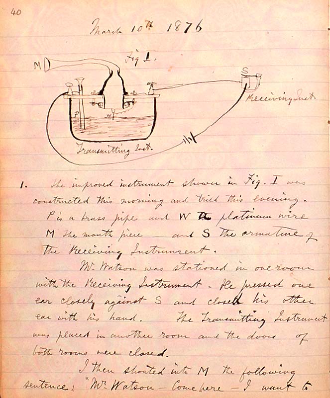 Bell's Experimental Notebook, 10 March 1876